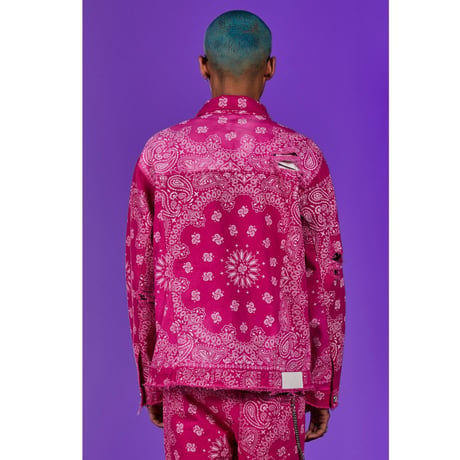 BOOHOO/BANDANA Denim Jacket PINK
