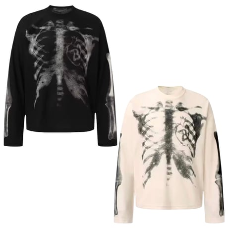 By The R/ Bone  thermal LS Tee "BLACK/CREAM"