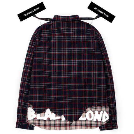 BLACK BLOND/Layered check shirts NAVY