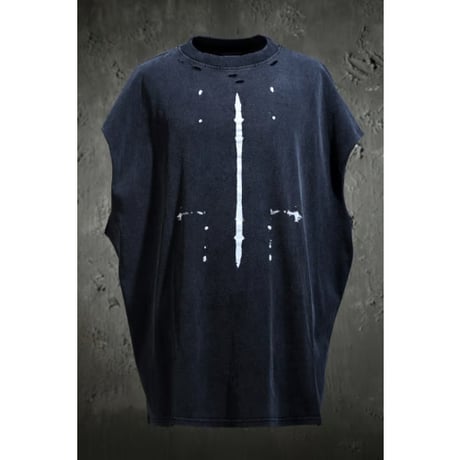 By The R/ Painting Cut Off Vest (Wash Black)