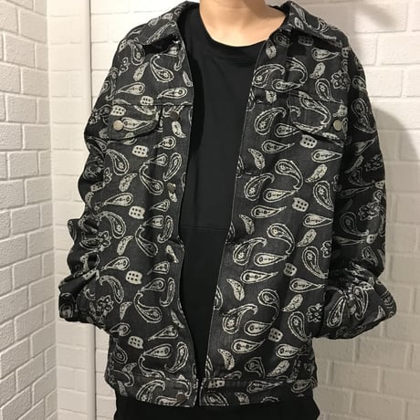 WOSS.official/Paisley denim jacket  Black