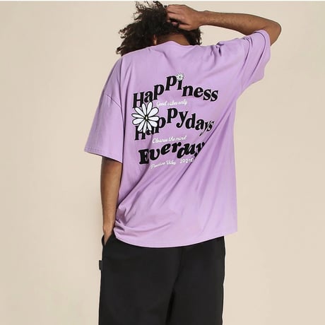 BOOHOO / flower oversize tee PURPLE