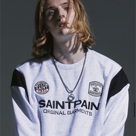 SAINT PAIN/Saint Club Varsity Crewneck "GRAY"