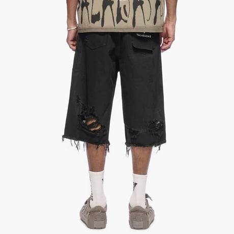 VALABASAS / Snapped Denim Shorts "Black Wax"