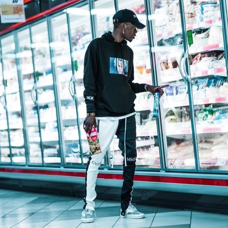 GUAPI/FUSION Track Pants　BLACK×WHITE