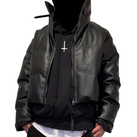 Mismatch NYC/Leather Short Puffer Jacket