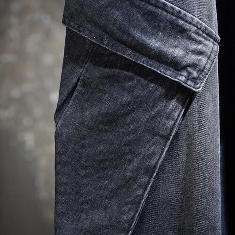 By The R/ Snap Wide Cargo Denim  BLACK