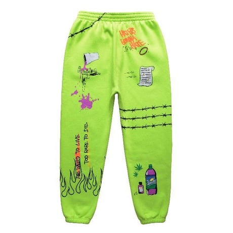 FNTY/Flying FLAME Sweat pants Neon Yellow