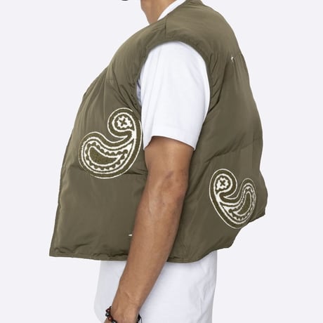 EPTM/PAISLEY PUFFER VEST（REVERSIBLE）”OLIVE"