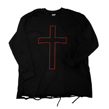 Mismatch NYC/Cross damage crewneck   BLACK