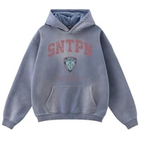 SAINT PAIN/College Logo Spray hoodie BLUE