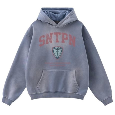 SAINT PAIN/College Logo Spray hoodie BLUE