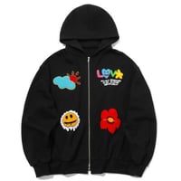 MISTER CHILD/Smile flower ZipUp Hoodie  "BLACK"