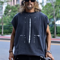 By The R/ Painting Cut Off Vest (Wash Black)