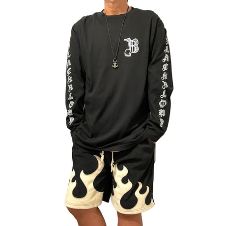 BLACK BLOND/Sketch Logo Long Tee BLACK