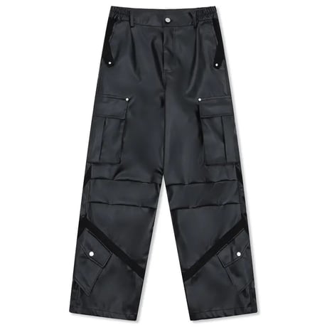 Mismatch NYC/Leather pocket wide pants  (SET UP)