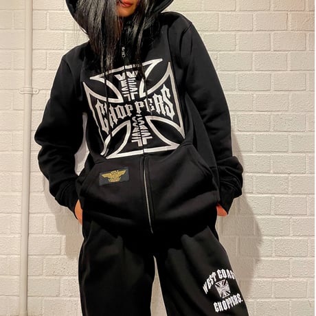 West Coast Choppers/ W.C.C embroid Zip Up Hoodie "BLACK"