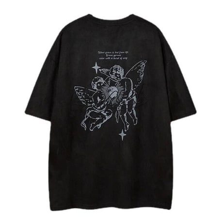 WOSS.official/ Oversized  Suede ANGEL Embroid TOPS