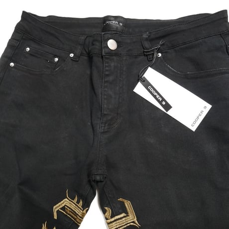 Cooper 9/  Embroid Logo Stack Denim  "BLACK"
