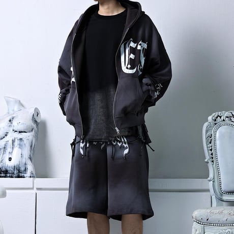 By The R/ Spray ZipUp Hoodie  BLACK