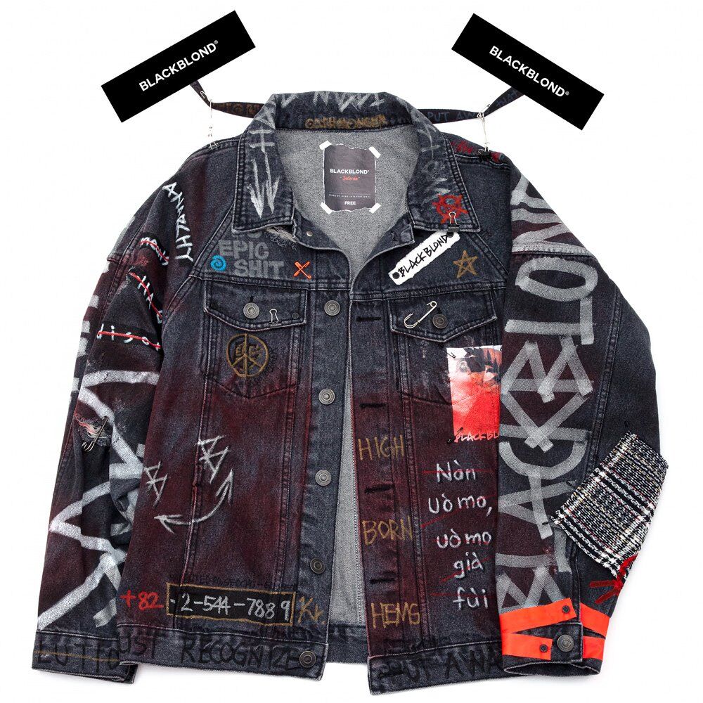 BLACK BLOND CUSTOMデニムジャケット BLACK BLOND/CUSTOM Denim Jacket(Washed Black） |