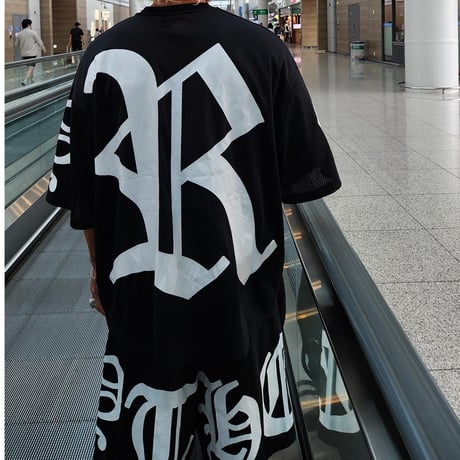 By The R/Big Lettering Mesh Tshirts (Set UP)  BLACK