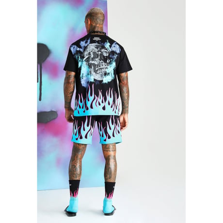 BOOHOO × Migos /Flame oversize Tshirts BLACK