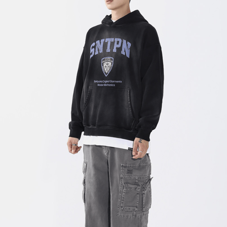SAINT PAIN/College Logo Spray hoodie BLACK