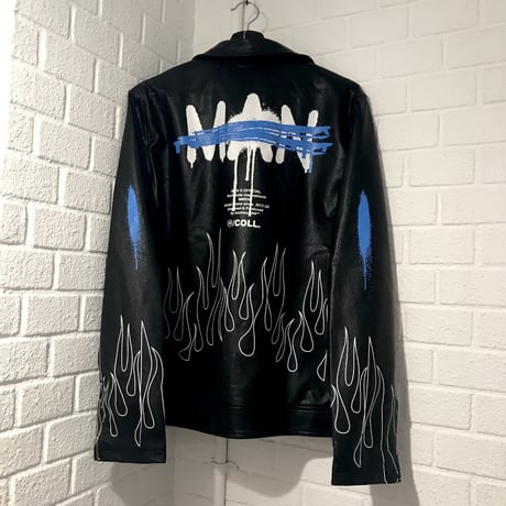 BOOHOO /Paint Art FLAME Biker Jacket