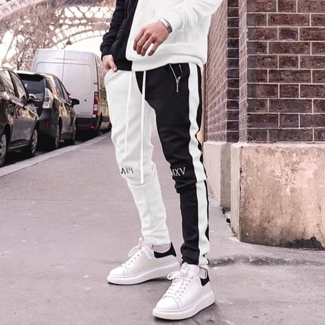 GUAPI/FUSION Track Pants　BLACK×WHITE