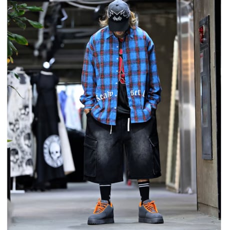 V.O.L.T/ Check washed Long Shirts