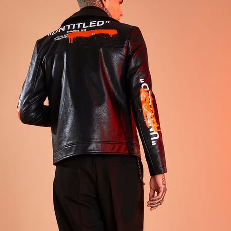 BOOHOO /Paint Art Biker Jacket