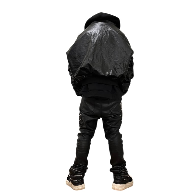 Mismatch NYC/Oversized Hooded Leather Jacket |