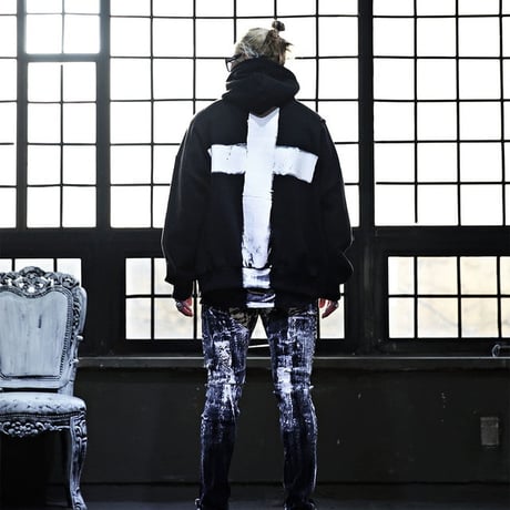 By The R/ Cross Paint Cotton Hoodie (SET UP)
