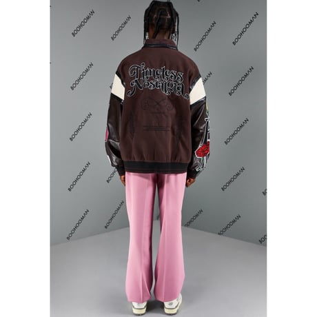 BOOHOO /Flower Baseball Jacket BROWN