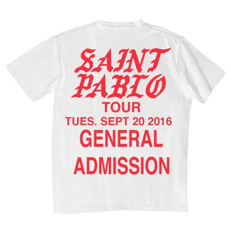 Saint PABLO Tour/official Tshirt ホワイト