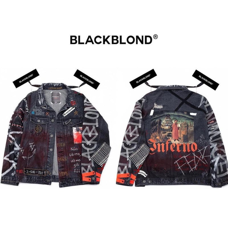 BLACK BLOND/CUSTOM Denim Jacket(Washed Black） |