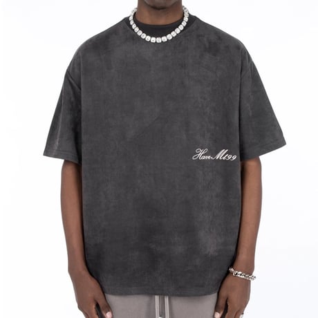 WOSS.official/ Oversized  Suede Print TOPS "BLACK"