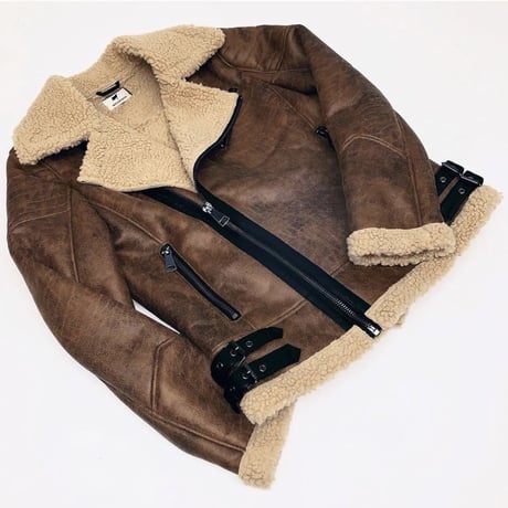 Reason Clothing Newyork/Fur  ライダースジャケット BROWN