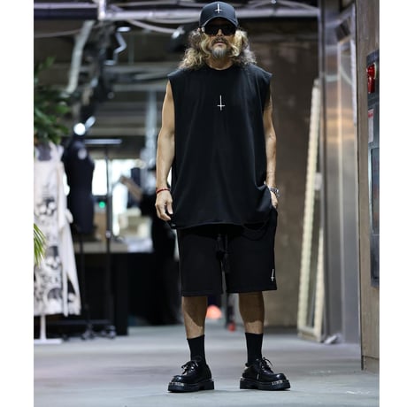 By The R/ Cross Paint Cotton Vest BLACK