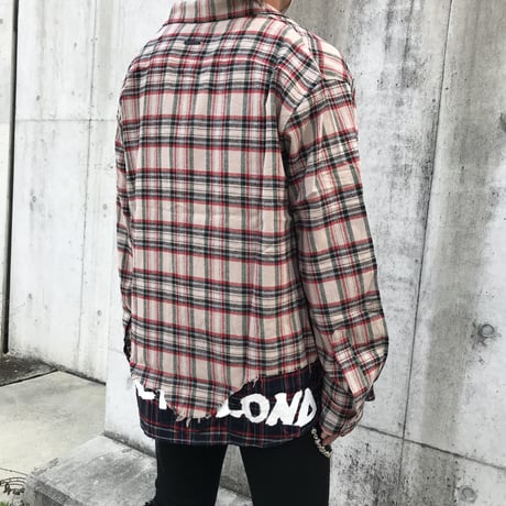 BLACK BLOND/Layered check shirts BEIGE