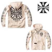 West Coast Choppers/ W.C.C Logo Zip Up Hoodie "CREAM"