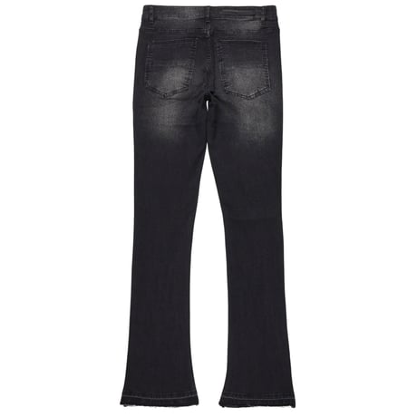 RockStar Original / Flame Rhinestone Flare denim "Wash Black"