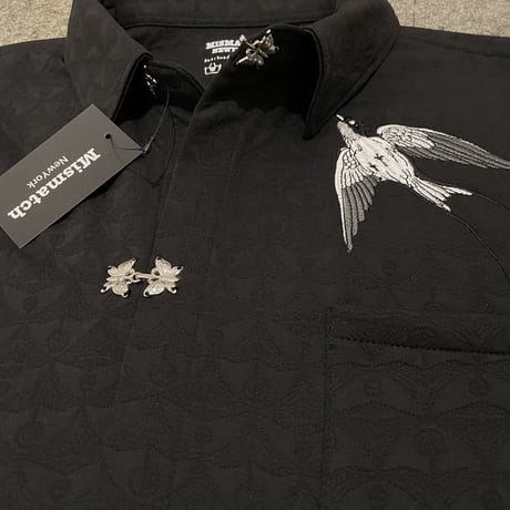 Mismatch NYC/swallow embroidery  shirts BLACK