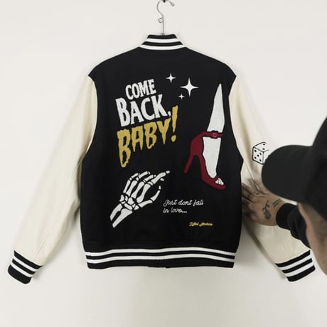 LIFTED UNCHORS/State Chenille Varsity Jacket  BLACK
