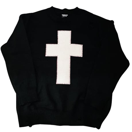 Mismatch NYC/ Cross Damage Knit  BLACK