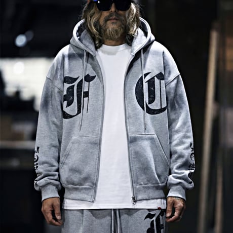 Spray Art Zip Hoodie(SET UP)  BLACK/GRAY