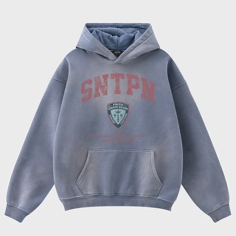 SAINT PAIN/College Logo Spray hoodie BLUE