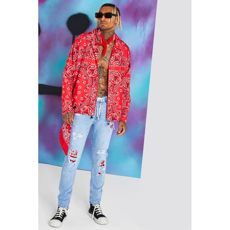 BOOHOO × Migos /BANDANA Coach Jacket RED