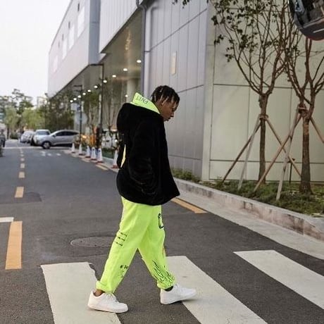 FNTY/Flying FLAME Sweat pants Neon Yellow